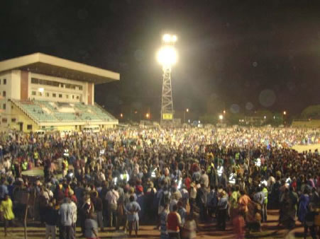 The massive crowd at the Crusade