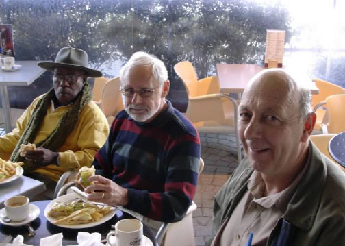 Photo of Pastor Godfrey Wippon from PNG, Bob Beverley from Canberra and John Kuhlmann of Adelaide