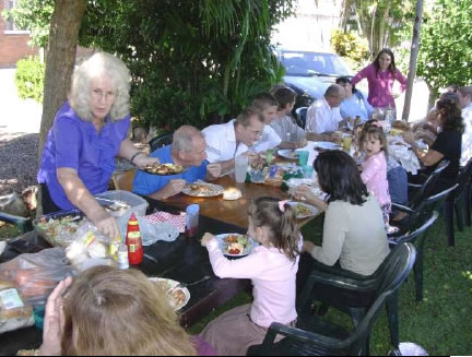 Sunday fellowship lunch in full swing