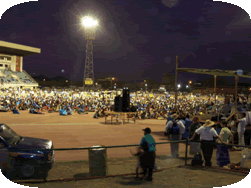 Crowds at night rally